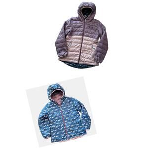 Patagonia Reversible Down Sweater Hoody Jacket Mauve Pink & Green Girl’s XL*